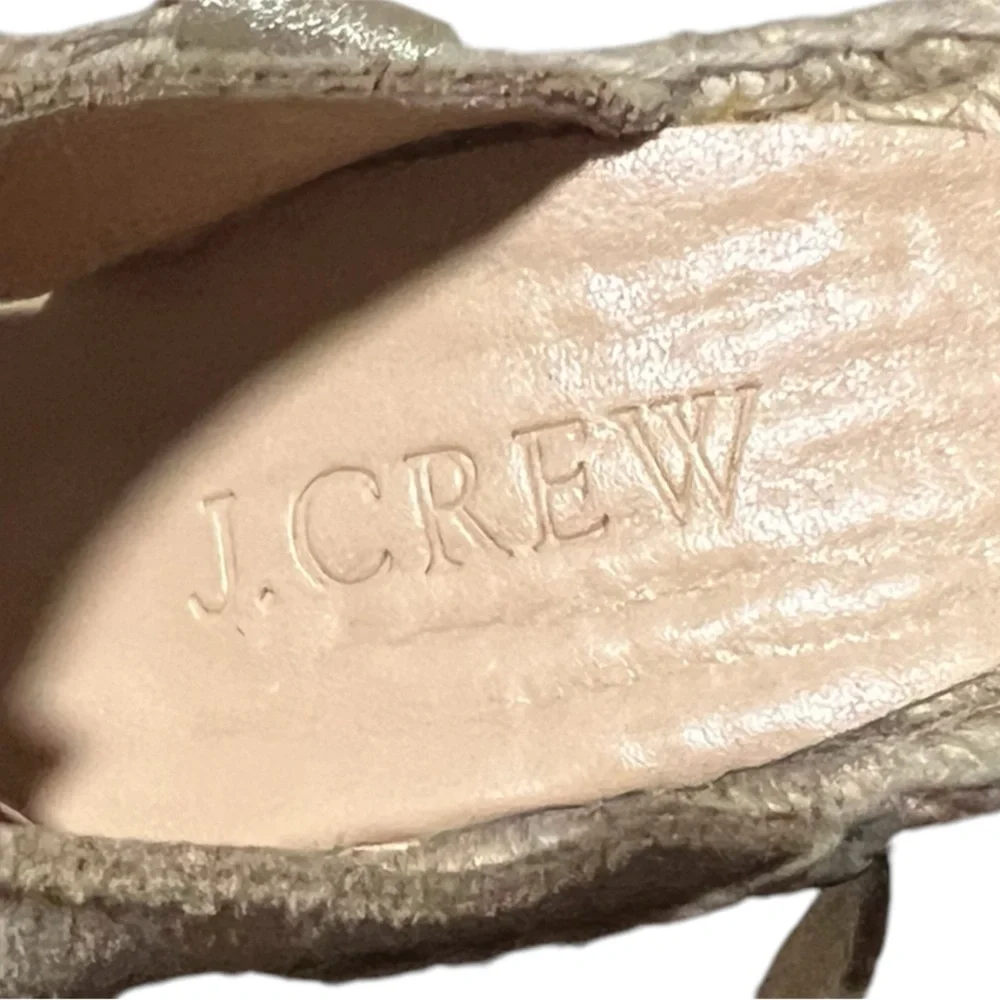 J Crew Gold Shimmer Espadrille Wedge Sandals Size 6